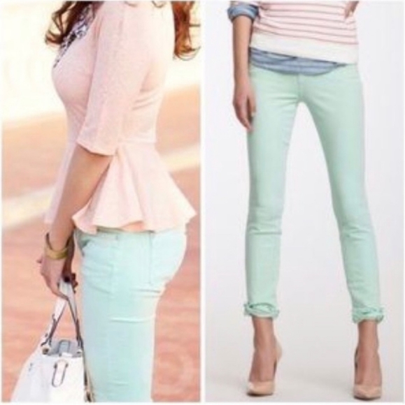 Zara Denim - Zara mint green core denim slim fit skinny jeans Size 6